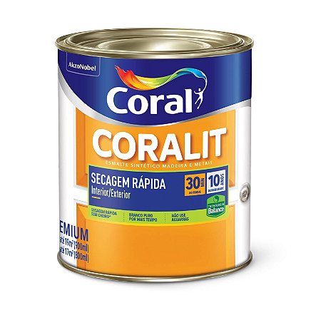 Esmalte Sintético Coralit Acetinado Coral Secagem Rápida Balance Branco 900ml