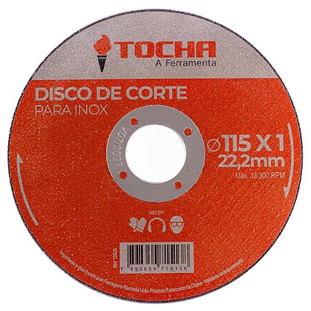 Disco de Corte Tocha Para Inox 115x1,0x22mm Com 10 Unidades