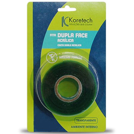 Fita Dupla Face Gel Koretech 12mm x 2m Uso Interno
