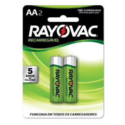 Pilhas Rayovac Recarregáveis Pequena AA 01 Cartela com 02 Unidades