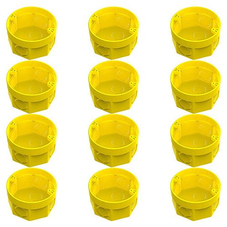 Caixa de Luz Tigre 3x3 Octagonal Amarela Com 12 Unidades