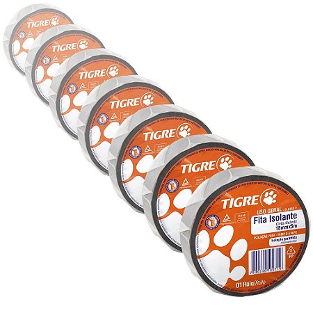 Fita Isolante Tigre Uso Geral 18mm x 5m Pacote com 10 Unidades