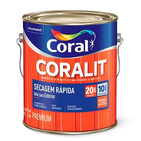 Esmalte Sintético Coralit Secagem Rápida Brilhante Vermelho Galão 3,6 Litros