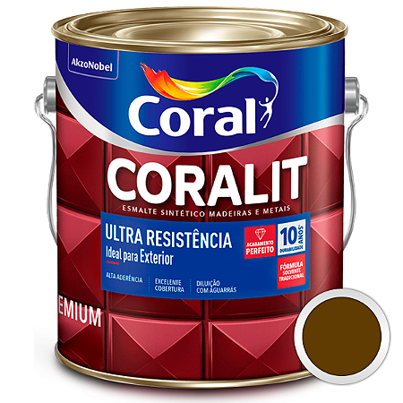 Esmalte Sintético Coralit Ultra Resistência Alto Brilho Tabaco Galão 3,6 Litros