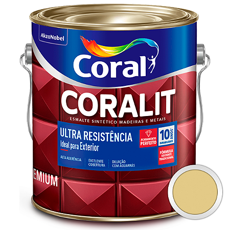 Esmalte Sintético Coralit Ultra Resistência Alto Brilho Creme Galão 3,6 Litros