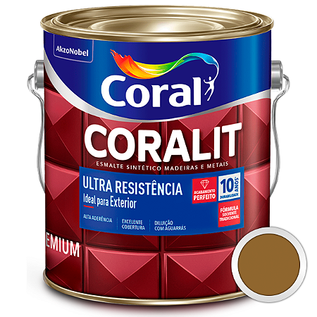 Esmalte Sintético Coralit Ultra Resistência Alto Brilho Marrom Conhaque Galão 3,6 Litros