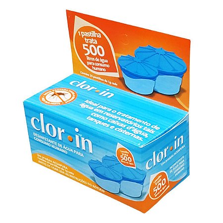 Cloro Clorin para 500 Litros d'Água Embalagem com 25 Pastilhas
