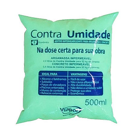 Impermeabilizante Viapol Contra Umidade Saco 500ml Caixa com 36 Unidades