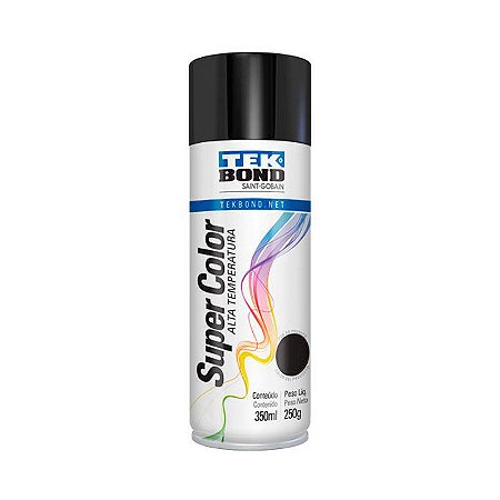 Tinta Spray Tek Bond Super Color Alta Temperatura Preto 350ml 250g