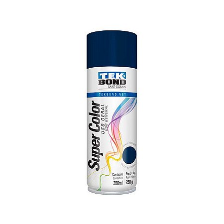 Tinta Spray Tek Bond Super Color Uso Geral Azul Escuro 350ml 250g