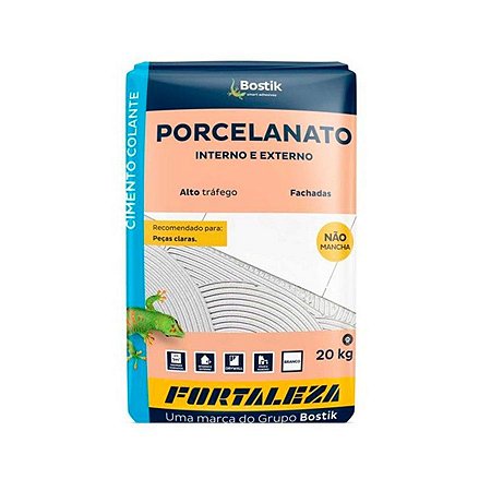 Argamassa Fortaleza para Porcelanato Pacote com 20Kg Branco