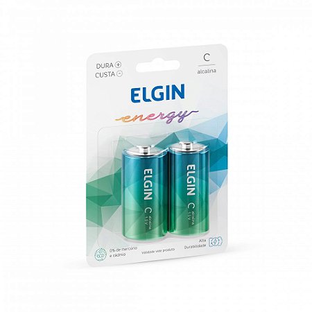 Pilhas Elgin Alcalinas Média Embalagem com 02 Unidades