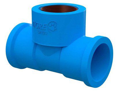 Tê 90º Tigre Soldável PVC 20mm x 1/2" Azul