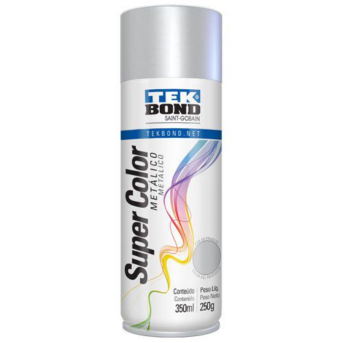 Tinta Spray Tek Bond Super Color Metálico Prata 350ml 250g
