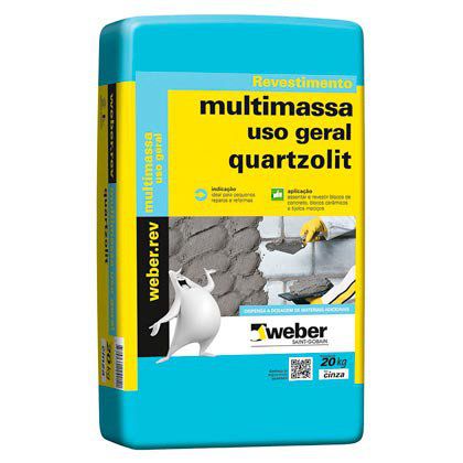 Argamassa Quartzolit Multimassa Cinza para uso Geral Pacote com 20 kg