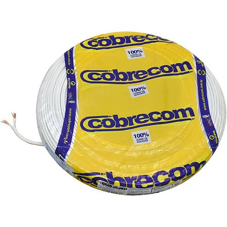 Fio Paralelo Cobrecom 2 x 2,50 mm 300v Branco Rolo com 100 Metros