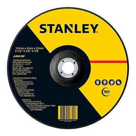 Disco Abrasivo de Desbaste Stanley 180 x 6 x 22mm STA0414