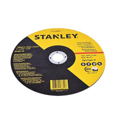 Disco de Corte Stanley para Inox  180 x 1,6 x 22mm