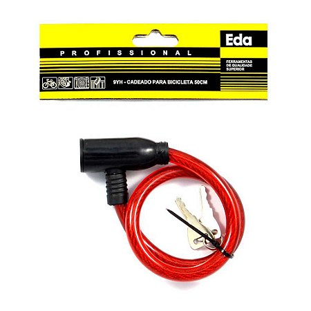 Cadeado para Bicicleta Bike EDA 50cm Vermelho com Chave