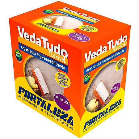 Argamassa Impermeabilizante Fortaleza VedaTudo Cinza Caixa com 5kg