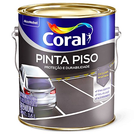 Tinta Pinta Piso Coral Premium Cinza Médio Galão com 3,6 Litros