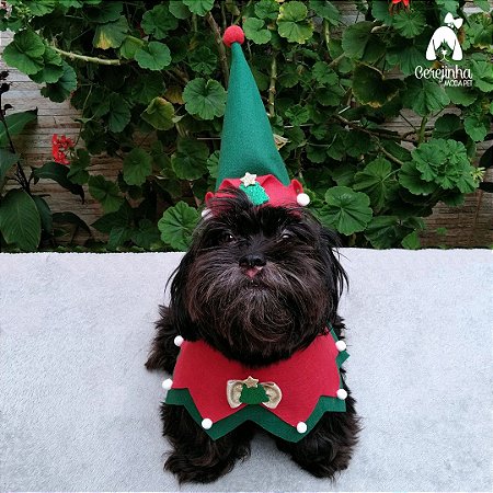 Conjunto Pet Chapéu e Bandana Ajudante de Papai Noel Natal