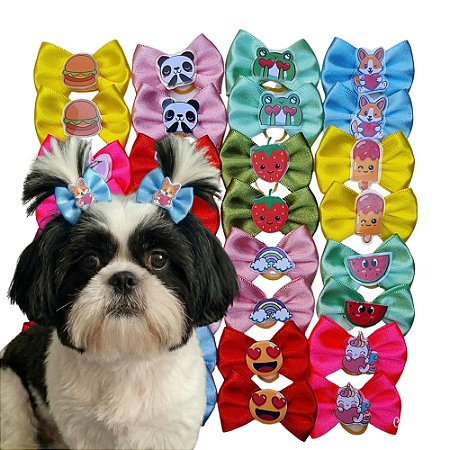Laço Pet com Aplique e Cores Sortidos Tamamho M ( 10, 20, 50 ou 100 unidades)