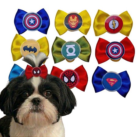 10 Laços Pet Macho Super Heróis Sortidos M