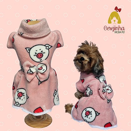Vestido Pet Inverno Porquinho