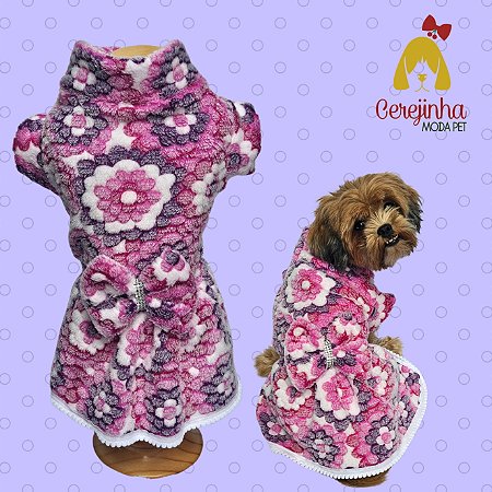 Vestido Pet Inverno Estampa Flor