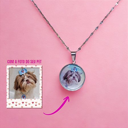 Colar Personalizado Com a Foto do Seu Pet Pingente 20 mm