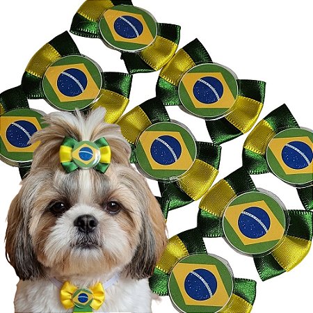 Laço Pet Brasil Copa do Mundo M (10, 30, 50, ou 100 un)