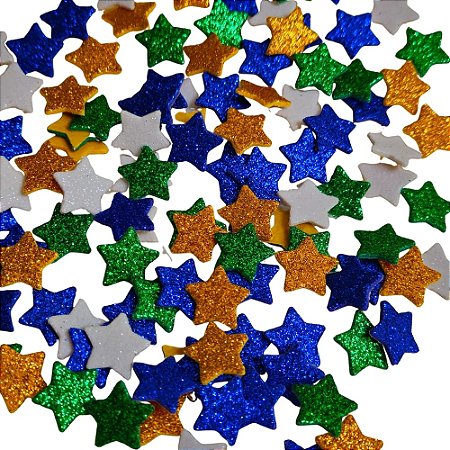 50 Adesivos Pet EVA Estrela Brasil Copa do Mundo