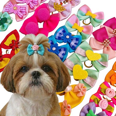 Laços Sortidos Pet Para Banho e Tosa P, M e G | 10, 30, 50 OU 100 un