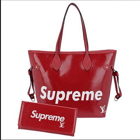 supreme black tote bolsa
