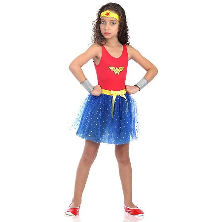 Fantasia Mulher Maravilha Infantil - Dress Up - Liga da Justiça