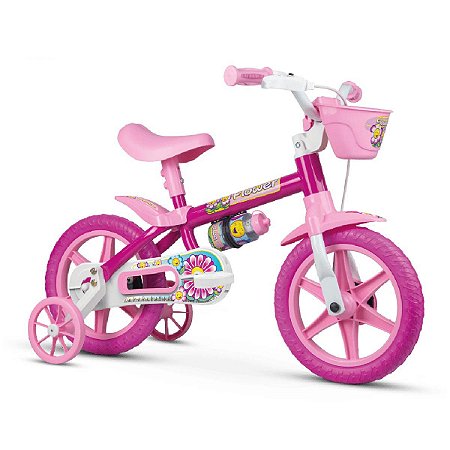Bicicleta Infantil Com Rodinhas - Aro 12 Nathor Rosa