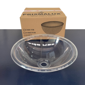 Cuba Plástica Transparente Redonda de EMBUTIR (COM ABA) para Banheiro - PRISMALUX