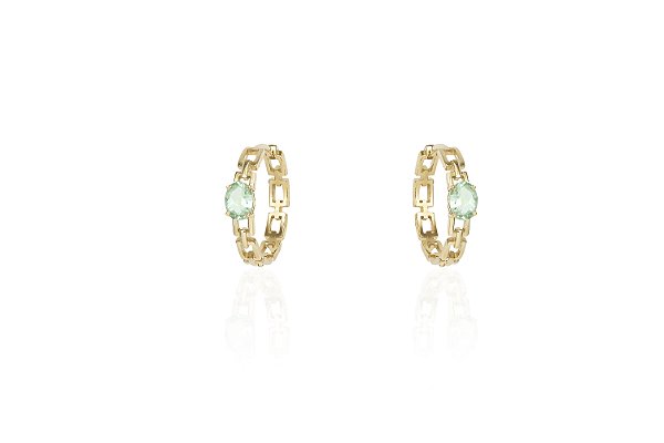 ARGOLA CICLOS 20MM COM TURMALINA OVAL VERDE EM OURO 18K