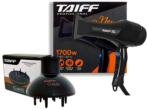 KIT TAIFF 220V - SECADOR NEW SMART 1700W + DIFUSOR CURVES - KIOSK DIGITAL