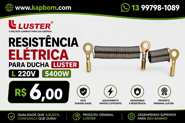 Resistência Elétrica para Ducha Luster L 220V 5400W Alta Durabilidade