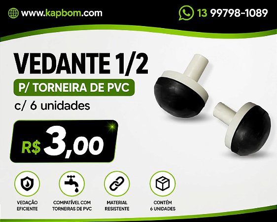 Vedante 1/2 para Torneira de PVC com 6 Unidades Alta Vedação e Durabilidade