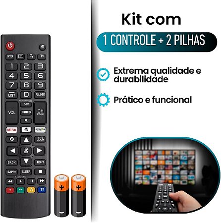 Controle Remoto Compatível com Smart TV LG Todos os Modelos LCD LED 4K UHD, com Pilhas Integradas