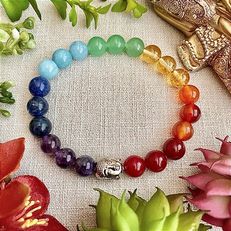 Pulseira de Pedras Naturais Poder dos Chakras - Alinhamento Energético e Equilíbrio dos 7 Principais Chakras