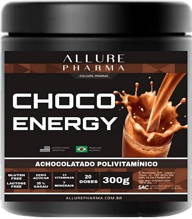 Choco Energy Achocolatado Polivitamínico ZERO Açúcar Glúten e Lactose 300g