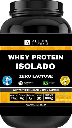 Whey Protein ISOLADO Zero Lactose 900g (30 DOSES) - Zero Gorduras Zero Glúten - Baixo em Carboidratos (Proteínas e Aminoácidos)