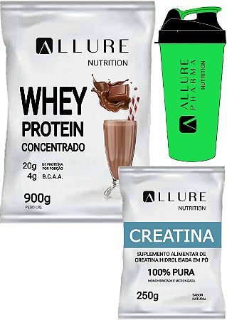 Combo Starter - Whey Protein Concentrado 900g + Creatina Pura 250g- Brinde Coqueteleira