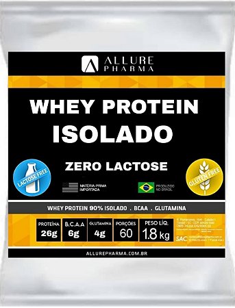 Whey Protein ISOLADO ZERO LACTOSE Zero Glúten refil 1.8 Kg (60 DOSES) - Zero Gorduras - Baixo em Carboidratos (Proteínas e Aminoácidos)