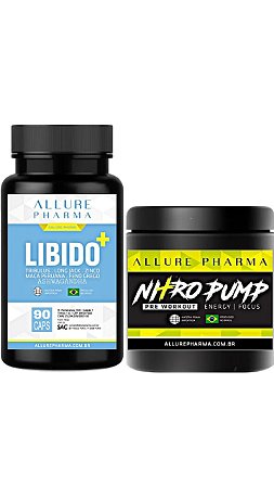 Combo Libido + Composto Afrodisíaco e Nitro Pump ® - Mais Energia, Disposição, Vigor e Prazer - Para Eles e Elas - 90 cápsulas + 250g