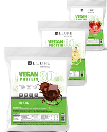100% Proteína Isolada Vegana e Natural Zero Lactose Zero Glúten adoçado com stevia Vegan Protein KIT PROMO 3x 450g   Shake Protéico Vegano